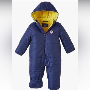 Navy Blue Baby Snowsuit with Yellow Lining